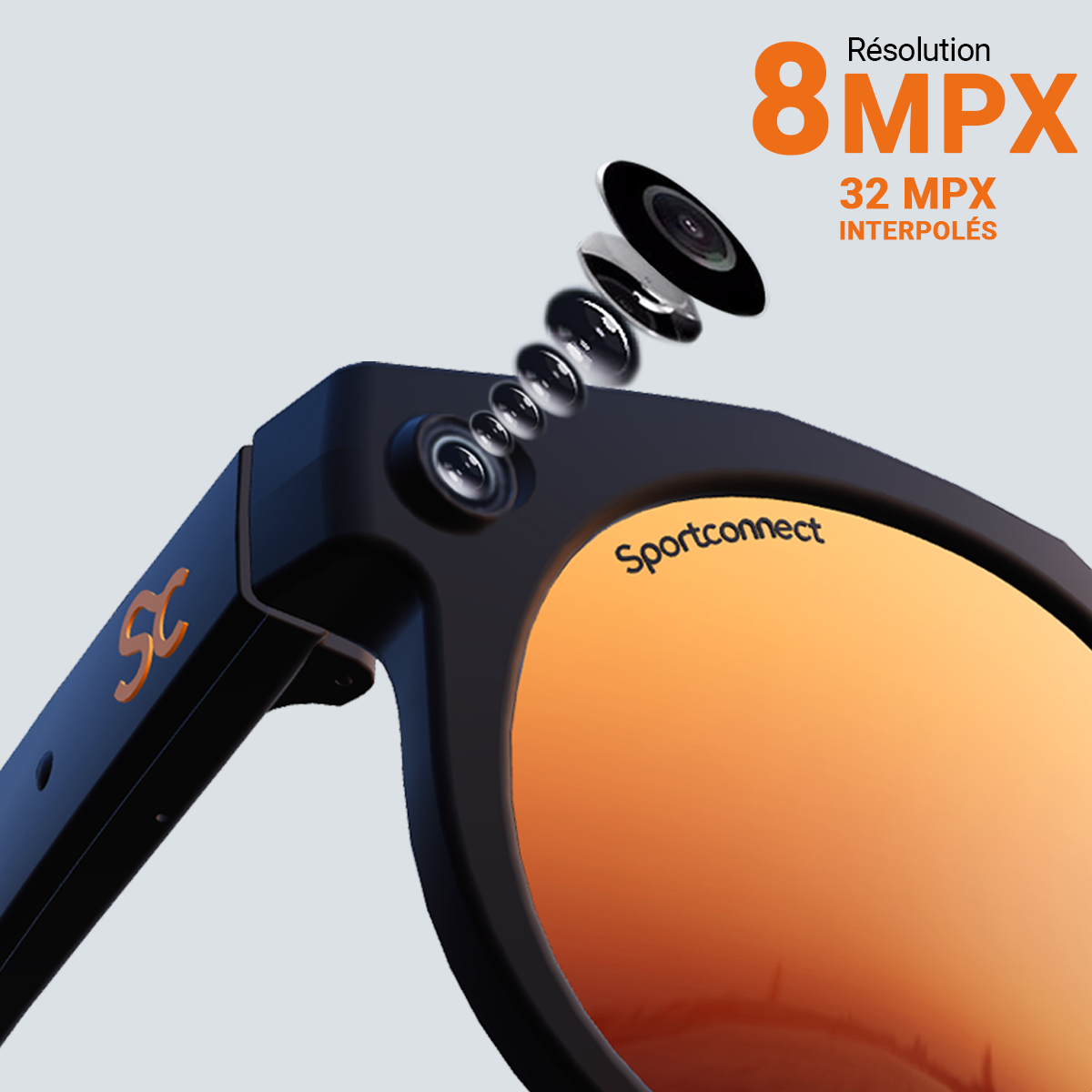 Lunettes caméra sport avec stabilisation vidéo pour scènes rapides